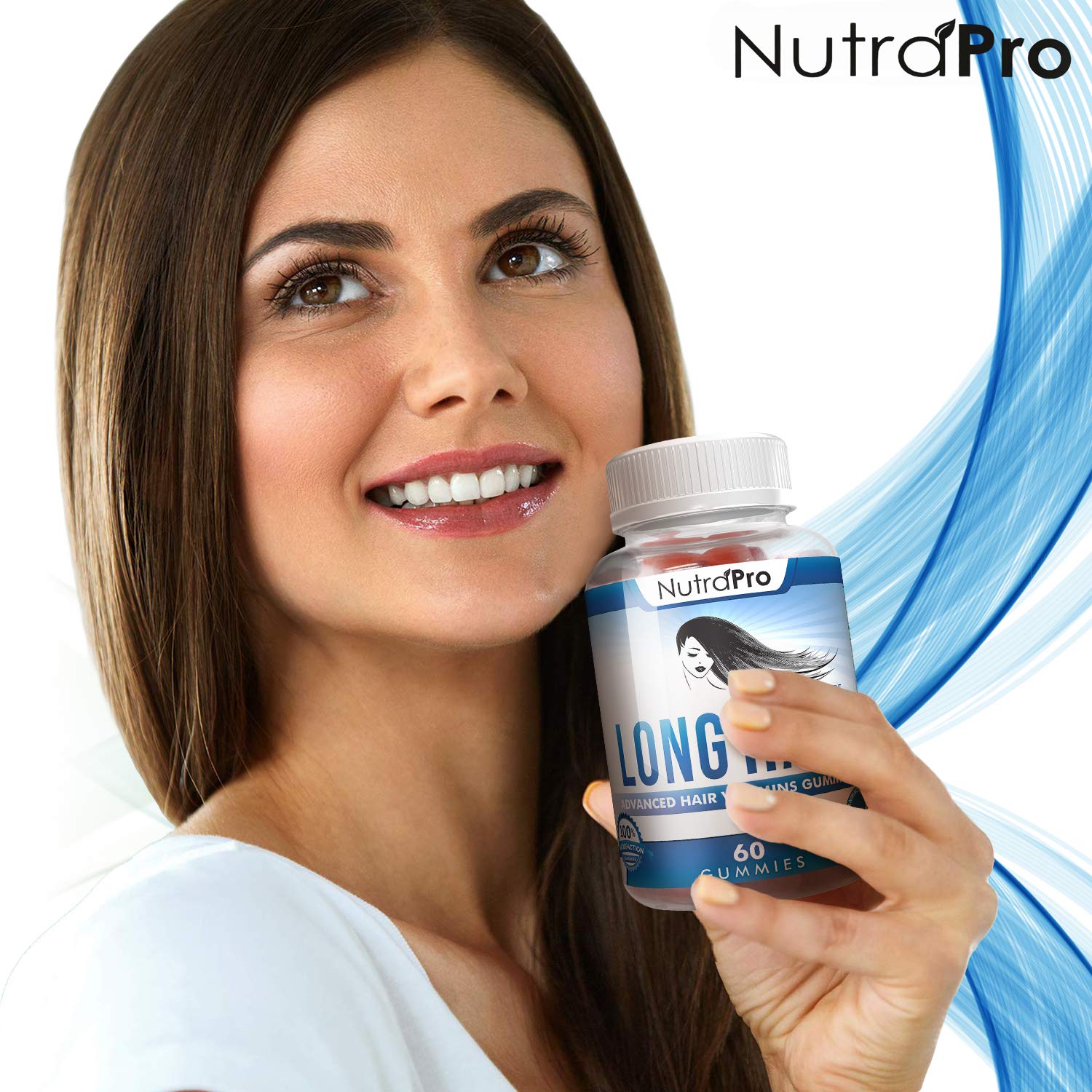 NutraPro Long Hair Gummies label details confirm GMP and non-GMO quality