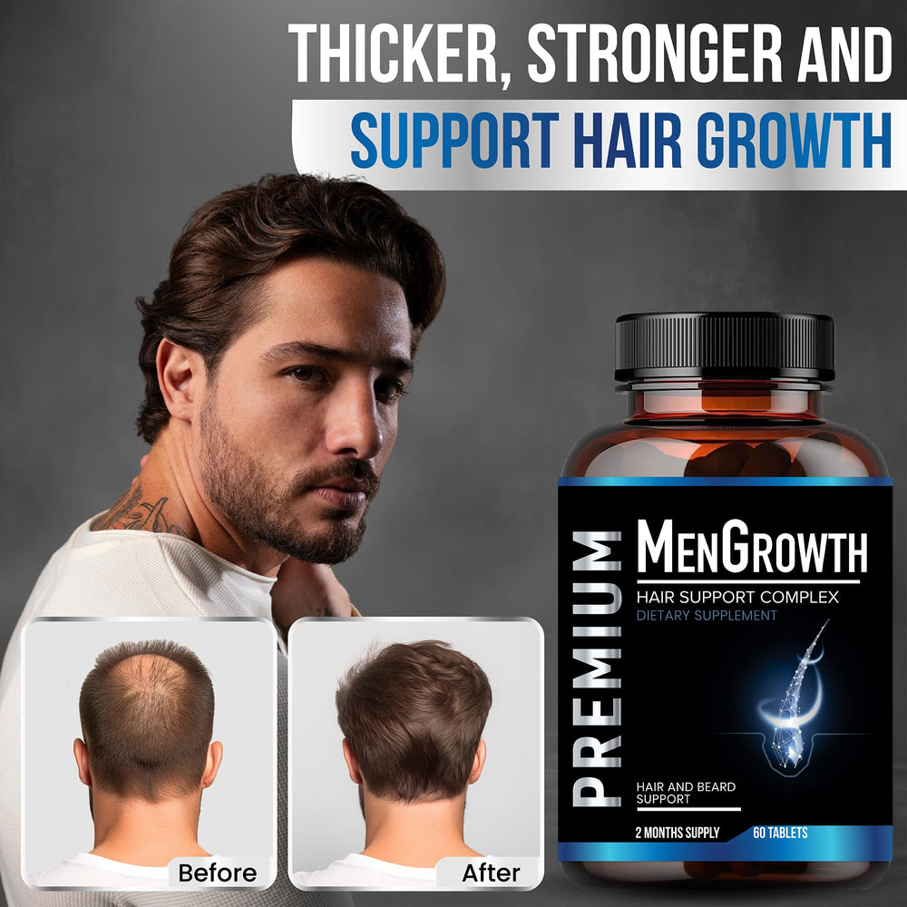 NutraPro MenGrowth tablet closeup highlighting hair growth capsules