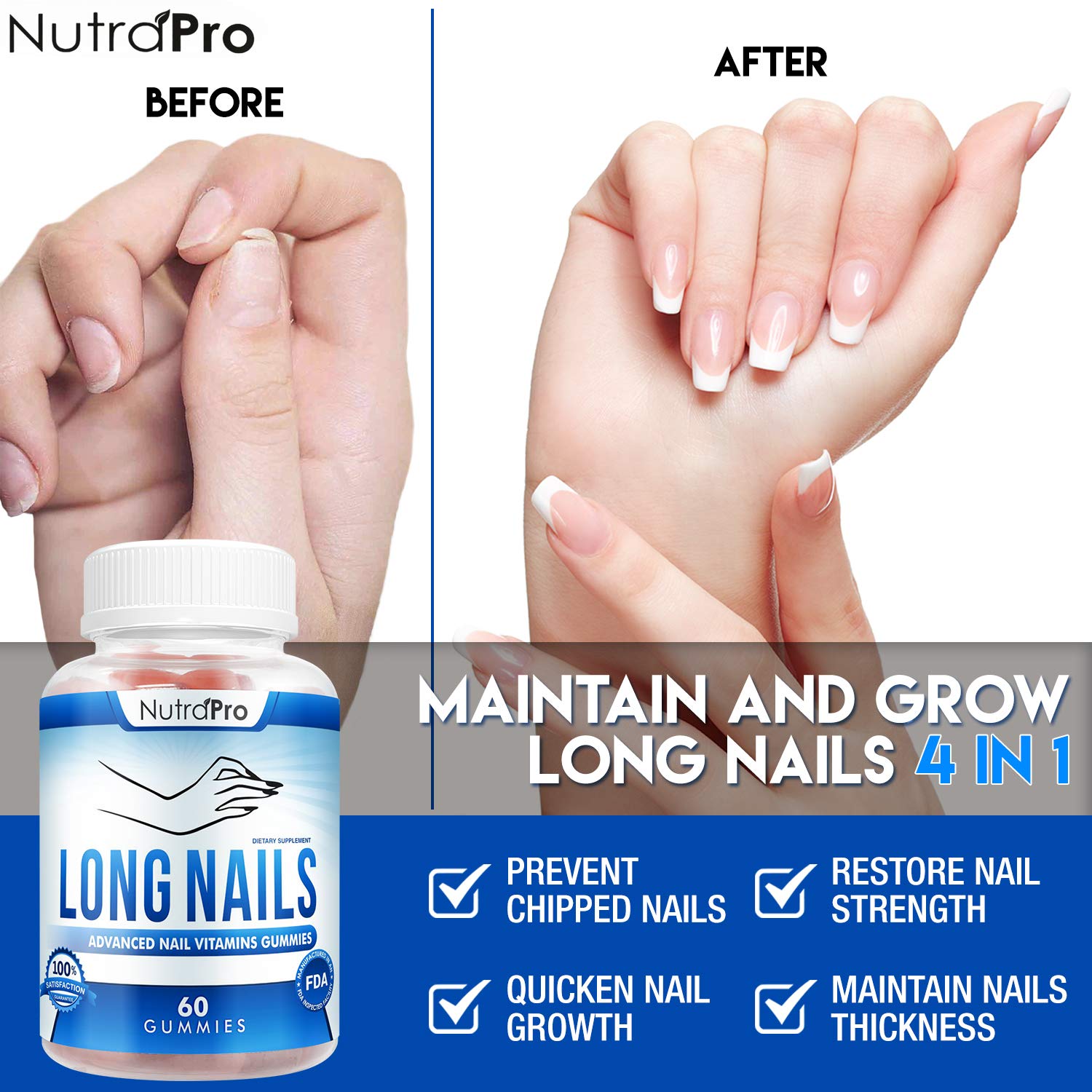 NutraPro Nail Growth Gummies texture close-up shows chewy texture for daily use.