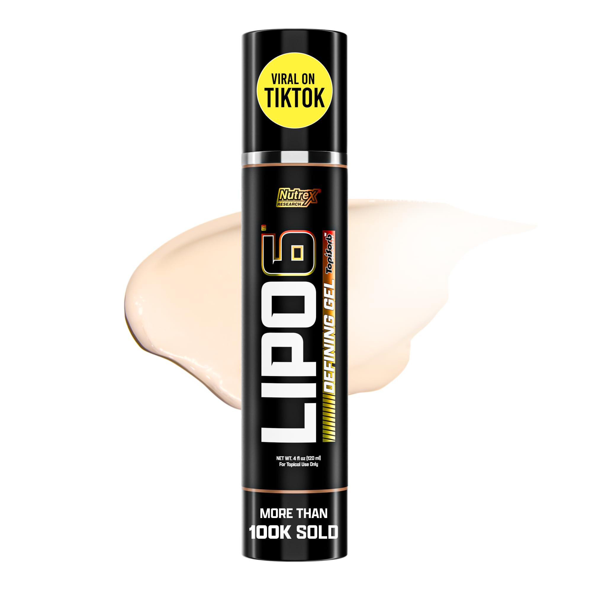 Nutrex Lipo-6 Defining Gel applying to abdomen for smoother, firmer skin during workouts