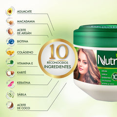 NUTRIBEL10 hair mask texture swatch reveals creamy, rich formula for smooth application.
