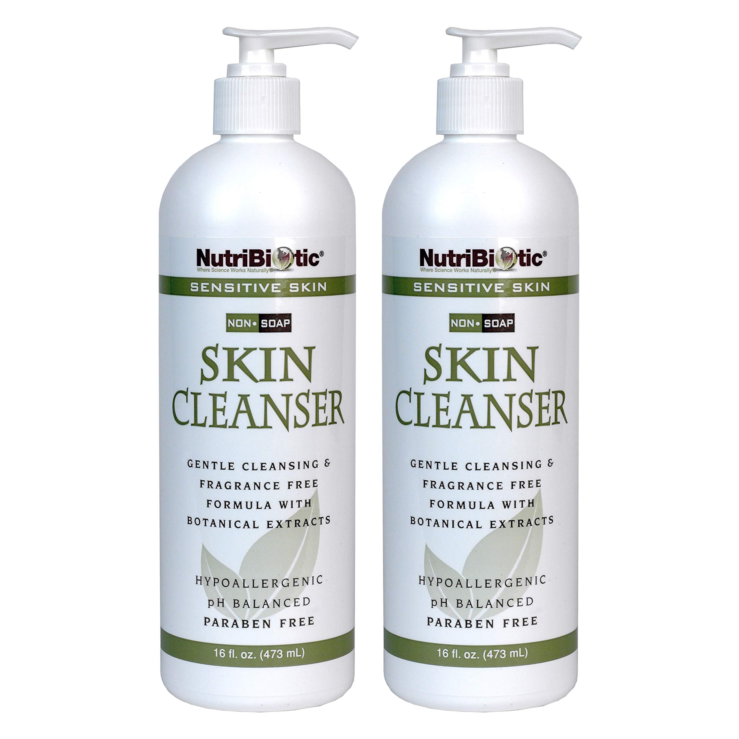 NutriBiotic Sensitive Skin Cleanser twin-pack bottle for gentle, pH-balanced cleansing.