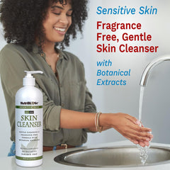 NutriBiotic Sensitive Skin Cleanser twin-pack pour demonstrates fragrance-free cleansing.