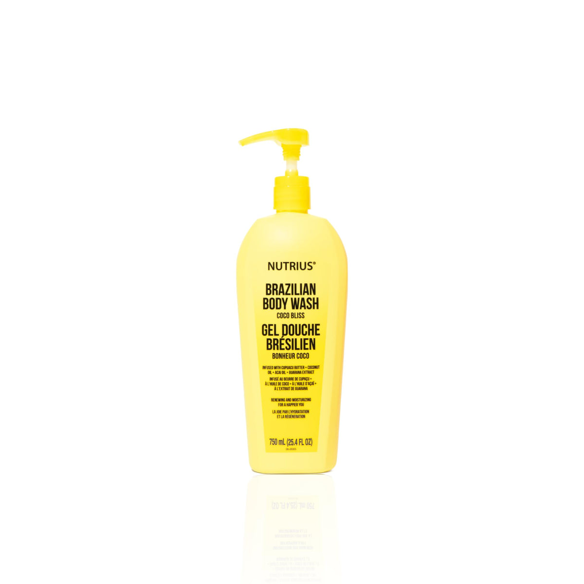 Nutrius Coco Bliss Body Wash bottle-front highlights coconut hydration for soft skin