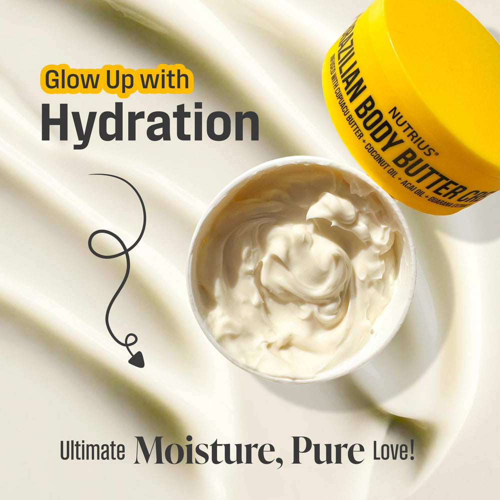 Nutrius Cupuacu butter infusion label emphasizes long-lasting hydration.