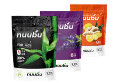 Nuubu deep cleansing foot pads original packaging highlighting herbal blend for cleansing routine