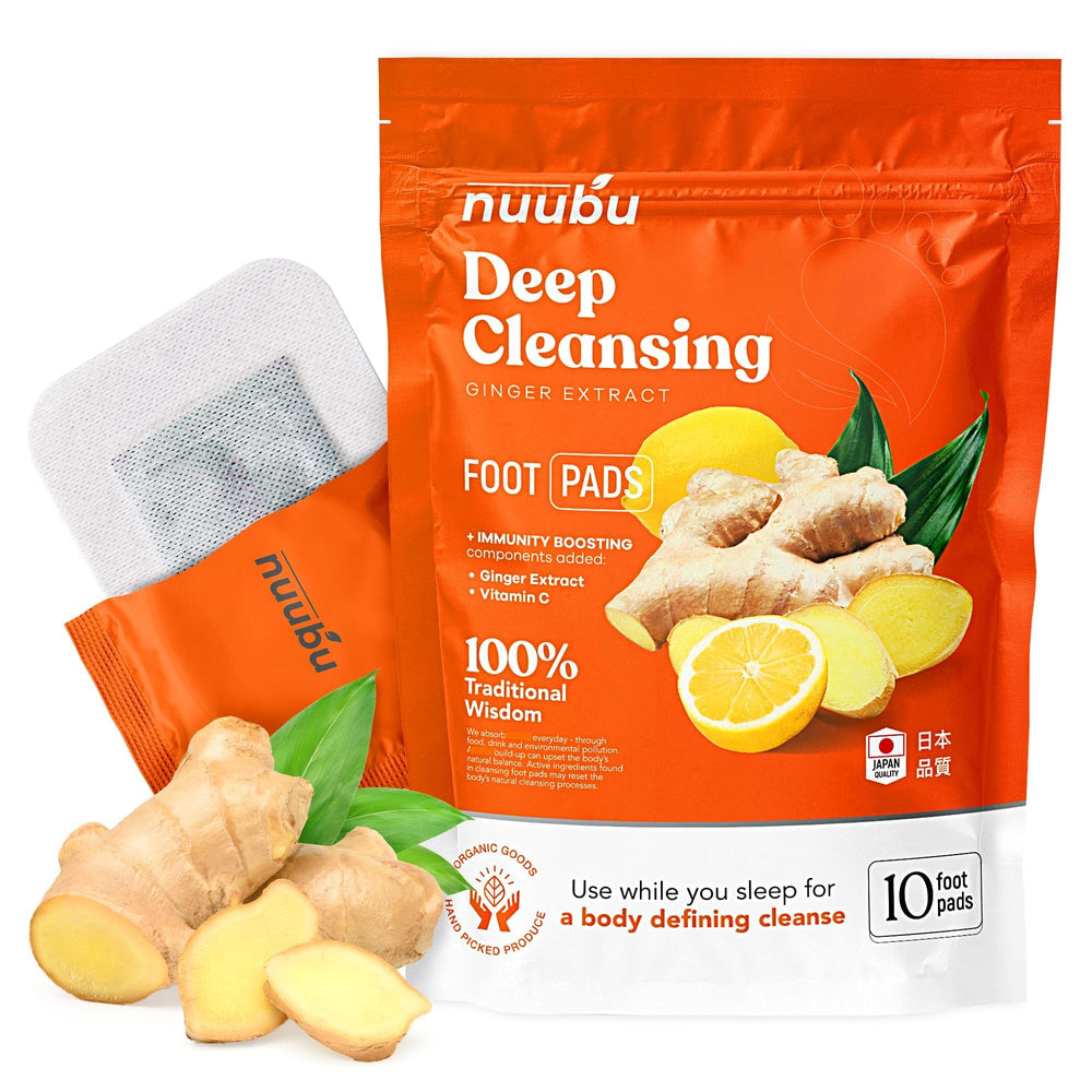 Nuubu ginger deep cleansing foot pads pack closeup for relaxing overnight routine