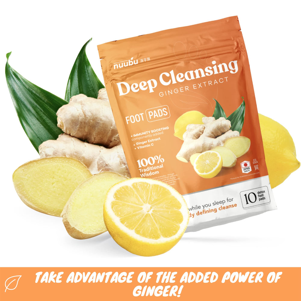 Nuubu ginger powder ingredients close-up highlighting natural herbs for soothing foot care.