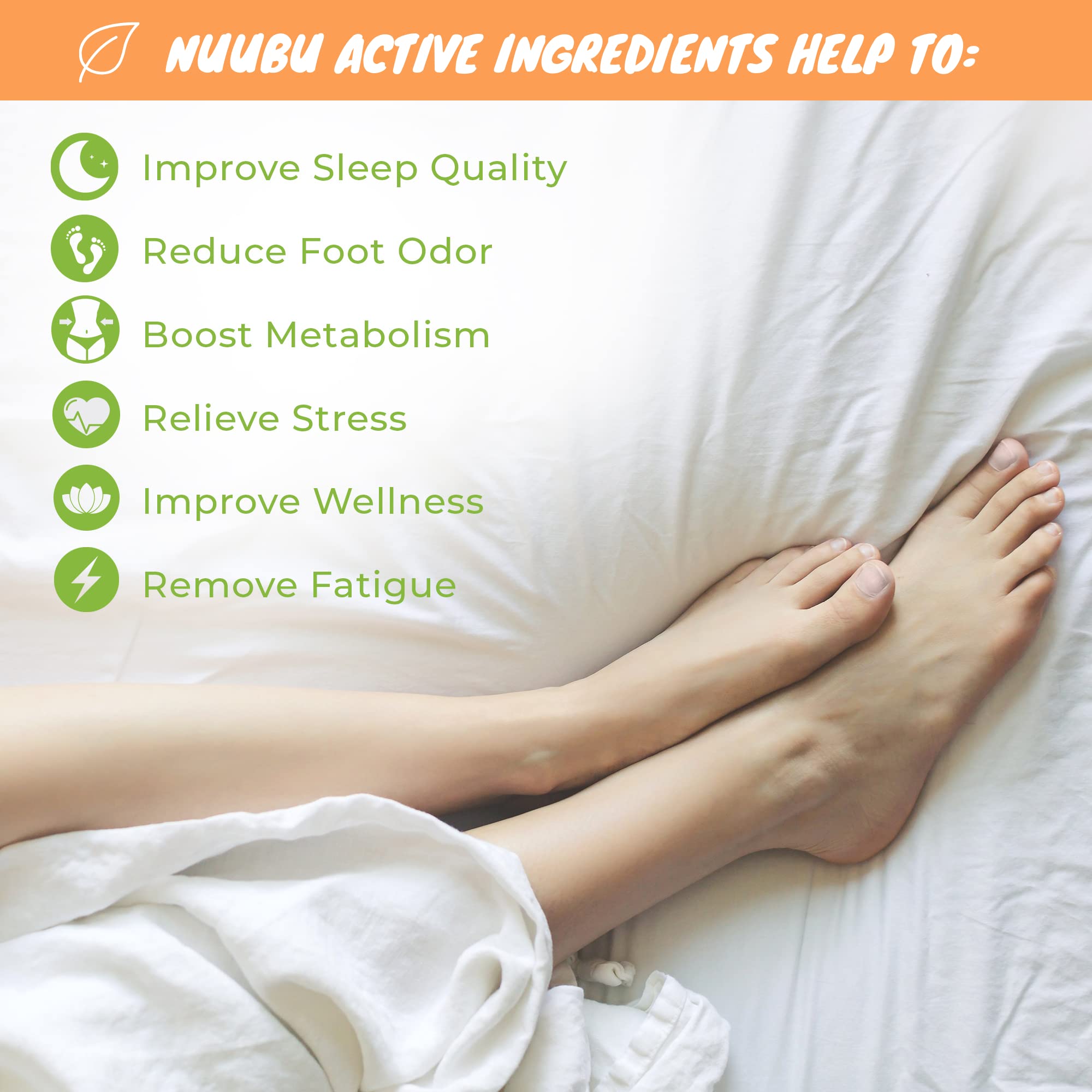 Nuubu packaging front view featuring premium Japanese organic foot pads with ginger.