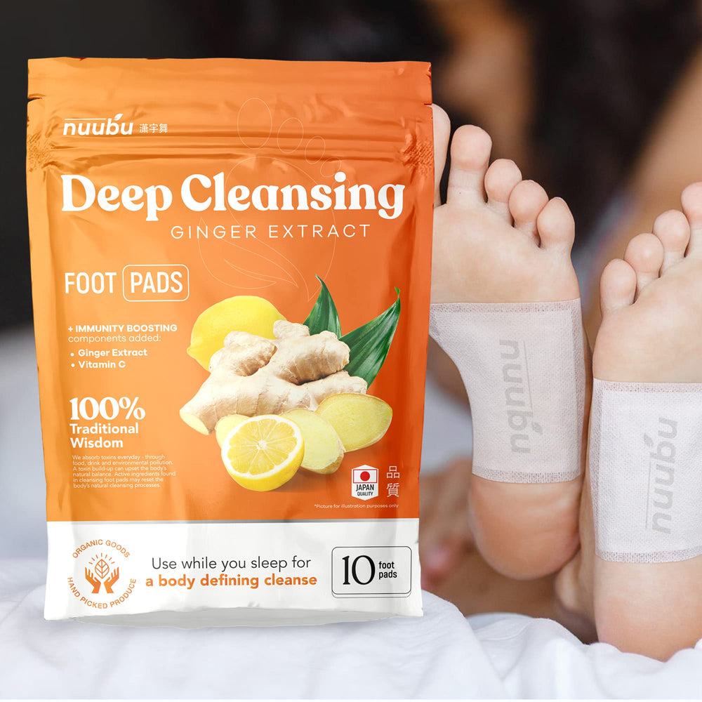 Nuubu premium japanese foot pads image conveying quality, natural ingredients, and soothing ritual