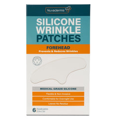 NUVADERMIS silicone forehead wrinkle patches pack for overnight targeted wrinkle care.