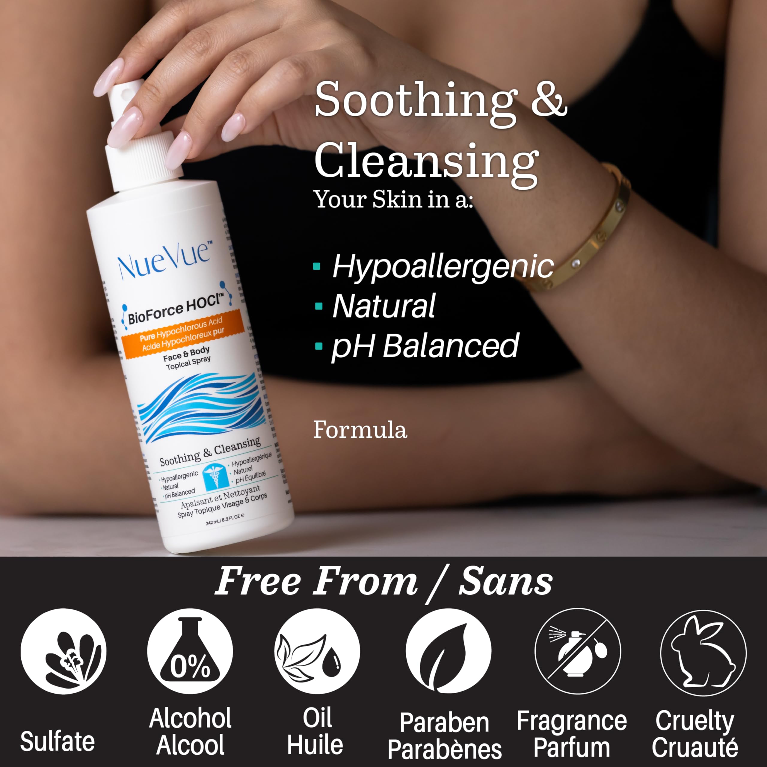 NueVue BioForce HOCl refill 33oz offers economical eco-friendly reusability.
