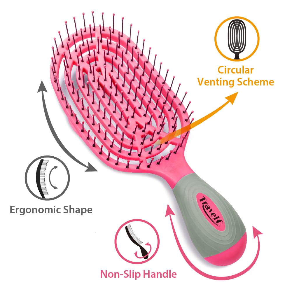 Pink-gray NuWay 4Hair brush looks stylish for daily grooming.