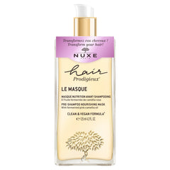 Nuxe Hair Prodigieux pre-shampoo mask jar closeup highlighting rich nourishment for hair