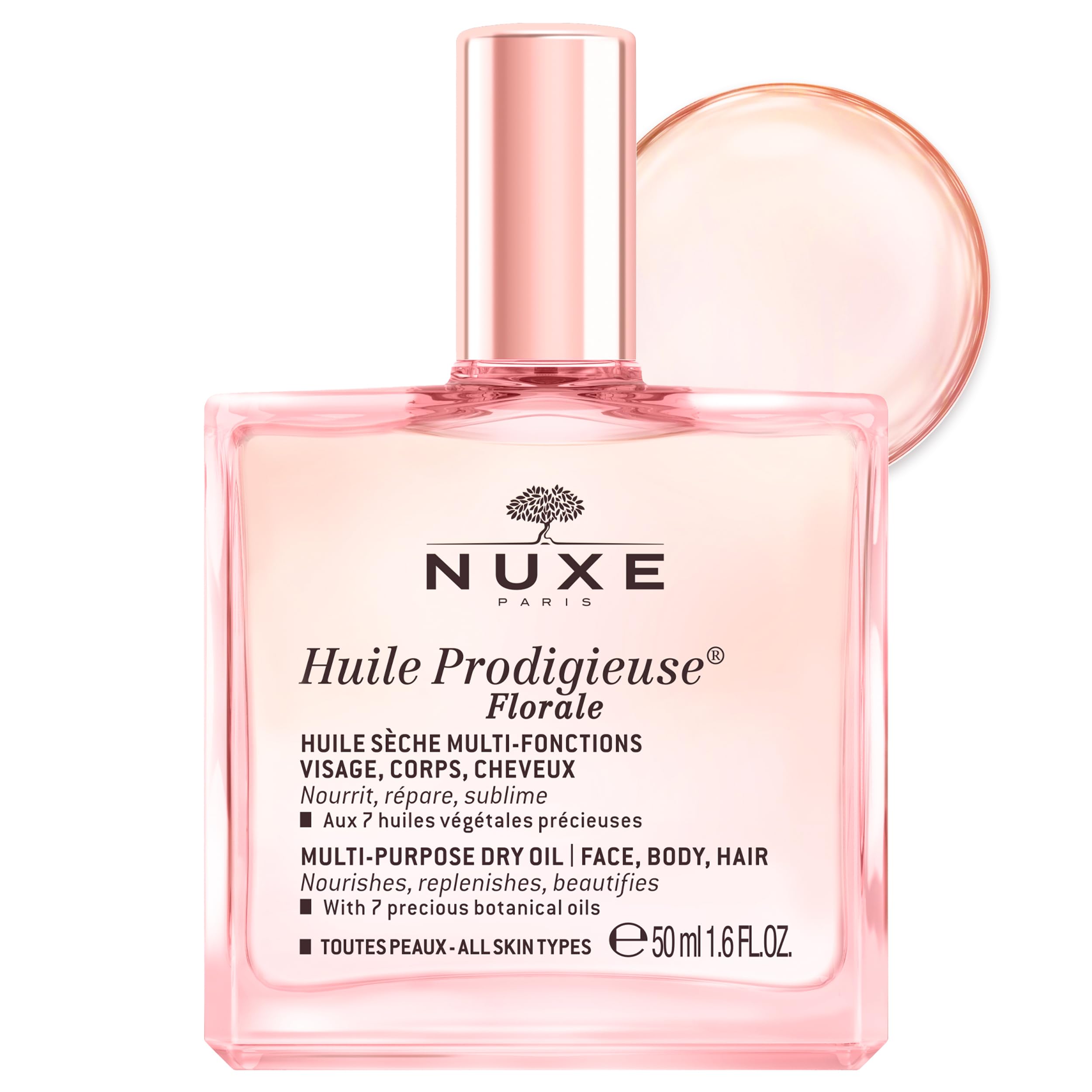 Nuxe Huile Prodigieuse Floral bottle front with radiant glow finish