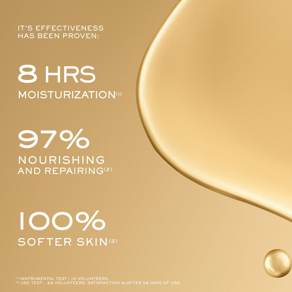 Nuxe Huile Prodigieuse on skin with satin sheen for glow.