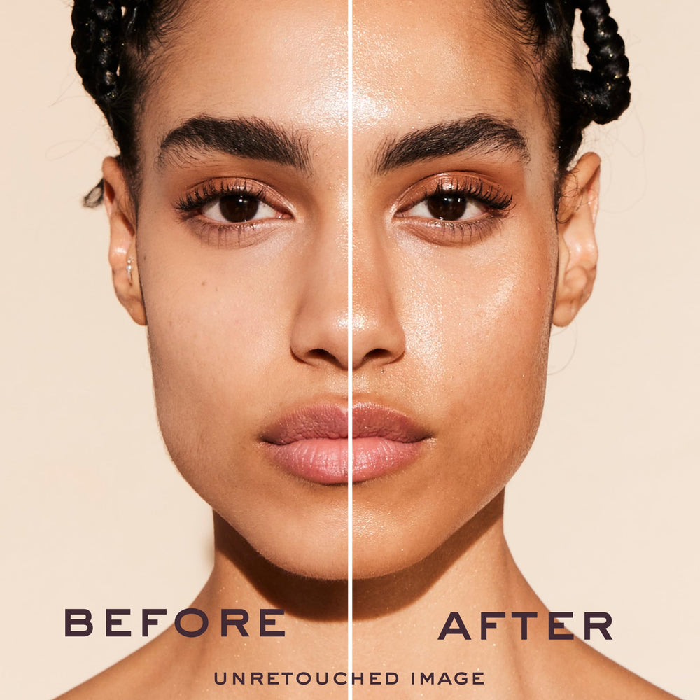 Nuxe Huile Prodigieuse Shimmer on face for subtle luminosity and softness.