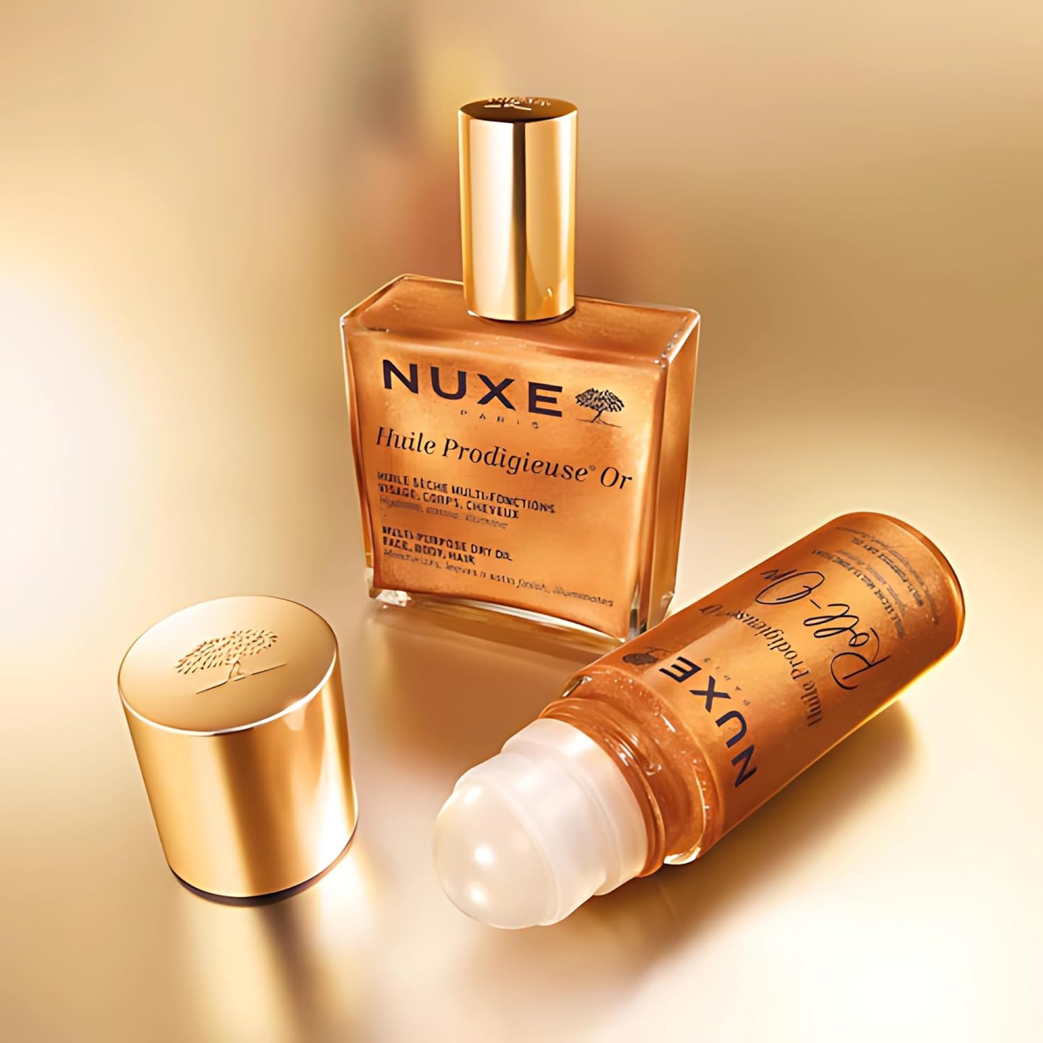 Nuxe Huile Prodigieuse Shimmer Roll-On fragrance notes evoke grapefruit magnolia musk.