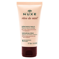 Nuxe Rêve de Miel hand cream tube close-up nourishing dry hands.
