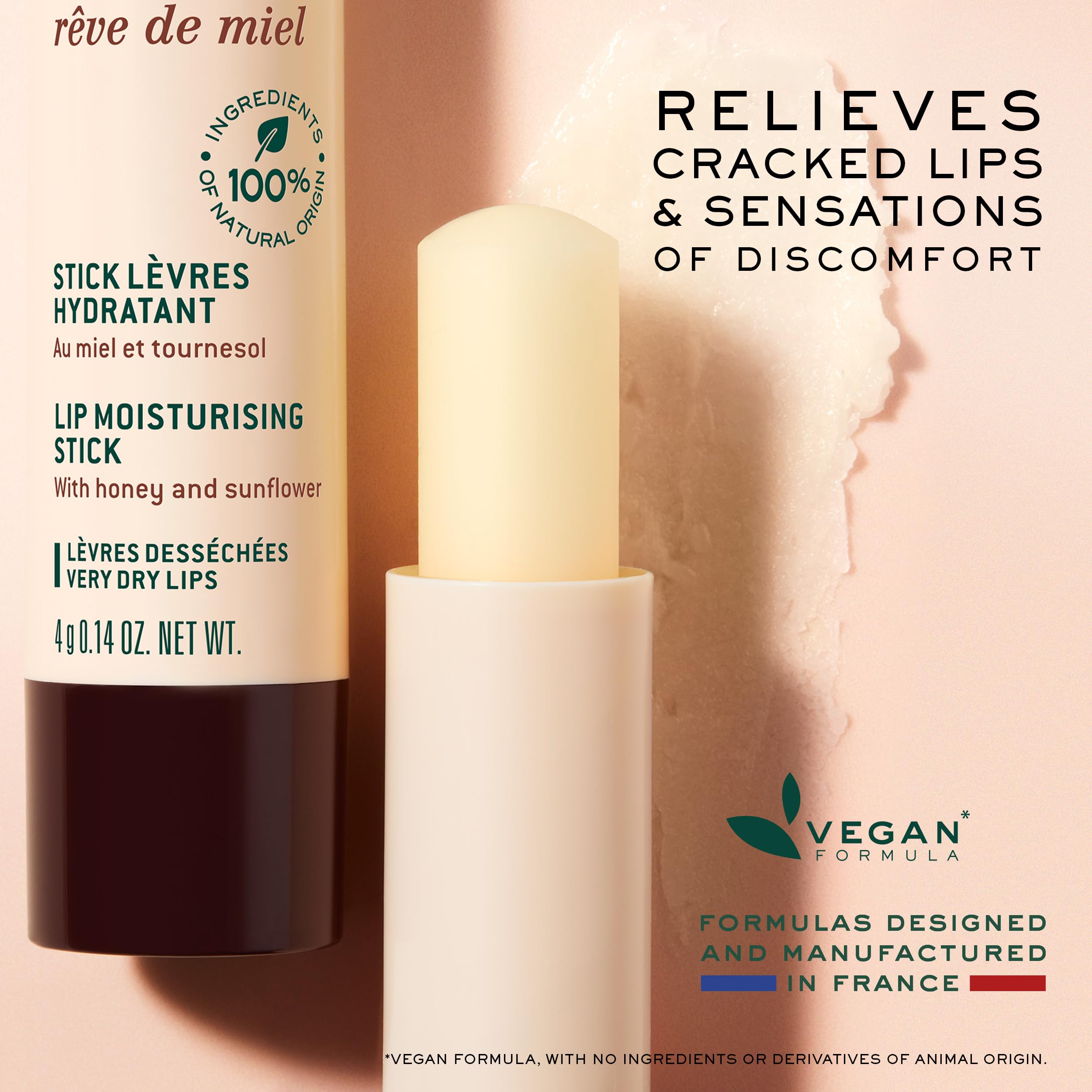 NUXE Reve de Miel lip stick with shea butter visible for creamy moisture