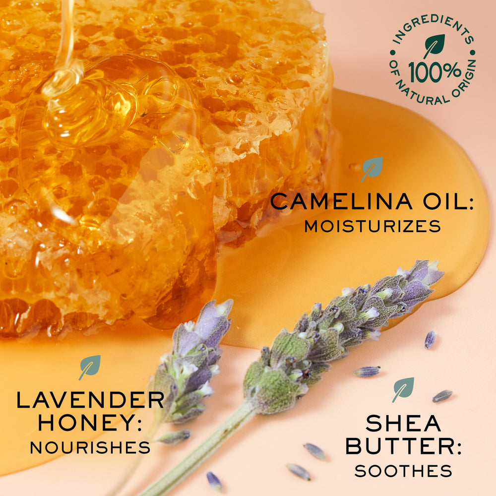NUXE Rêve de Miel with honey and propolis highlighting natural active ingredients for nourishing lips