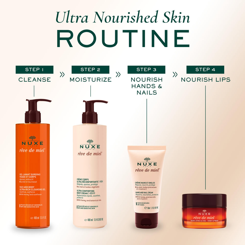 Nuxe Rêve de Miel non-greasy silky-feel hand cream.