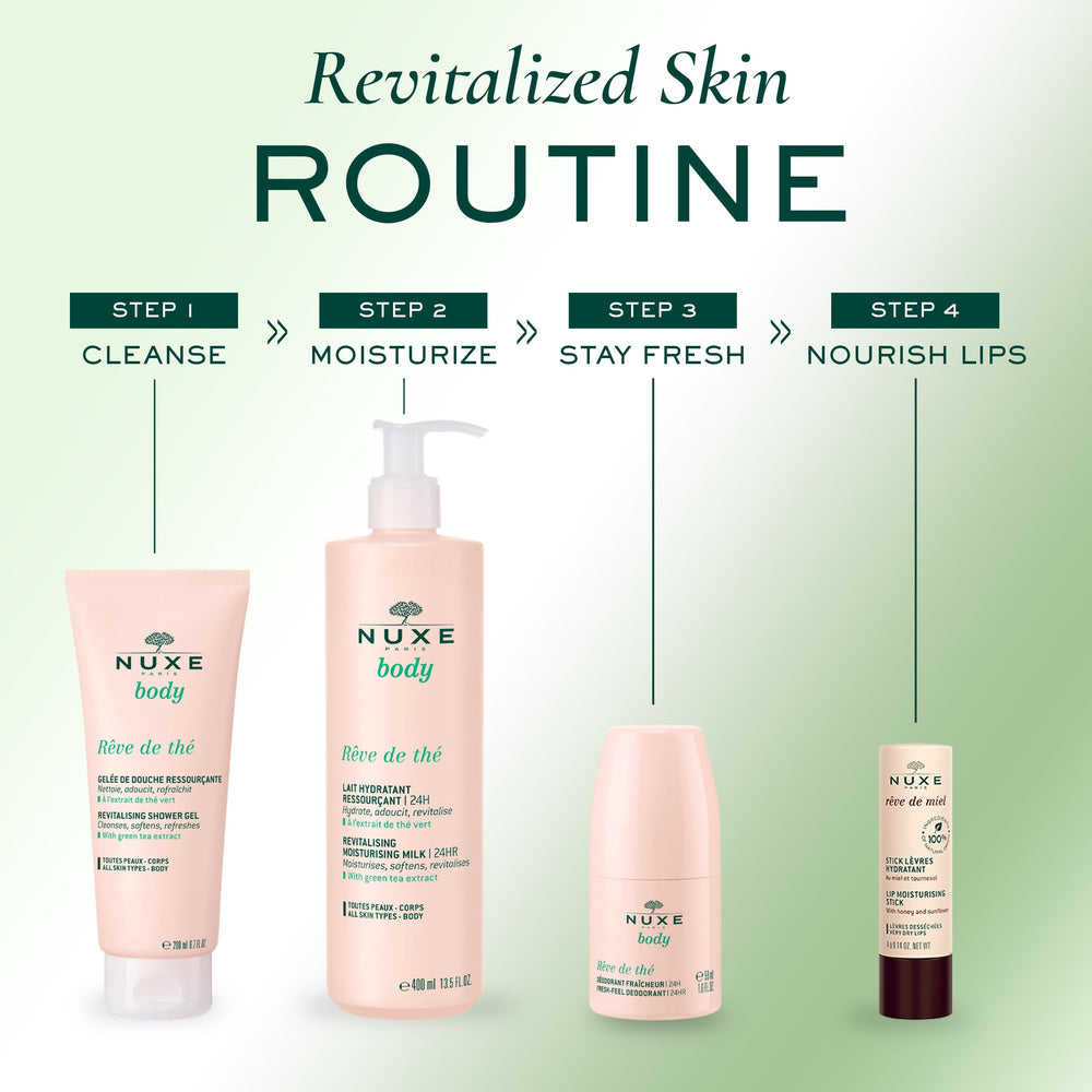 NUXE Rêve de Thé aluminum-free profile supports day-long confidence.
