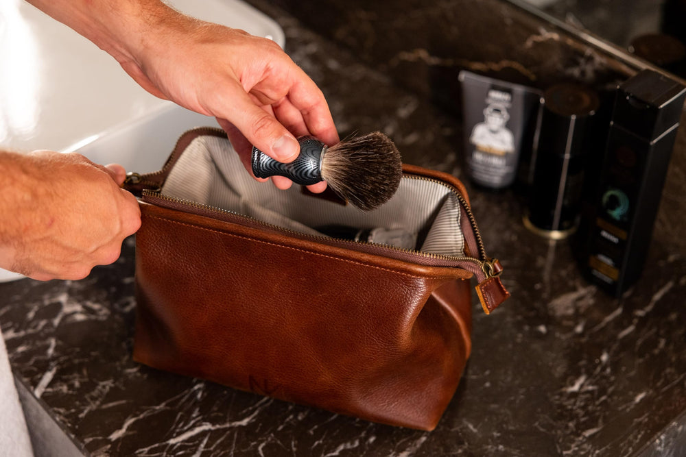 NV Holders premium leather toiletry bag gift-ready packaging for holidays or birthdays