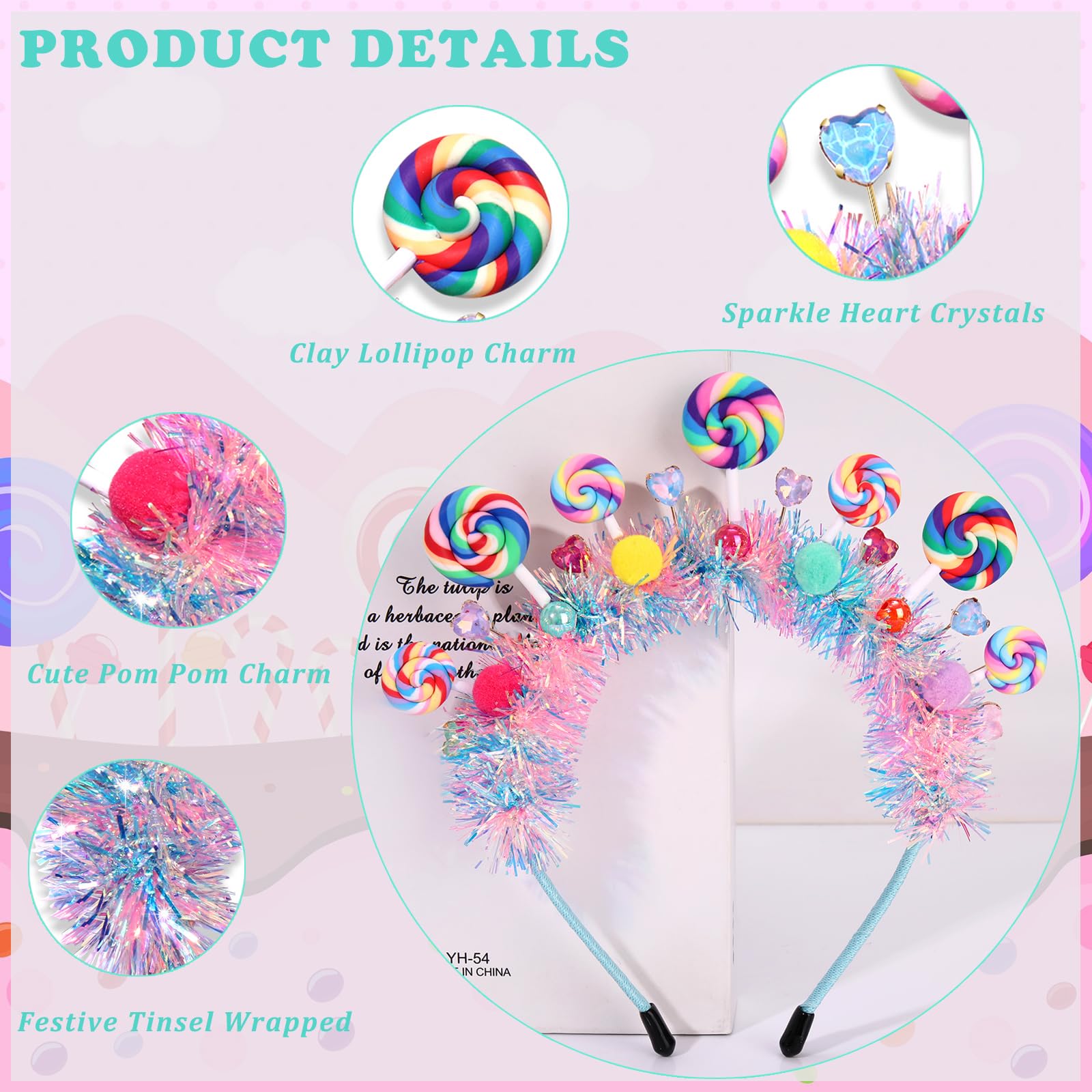 NVENF Candy Headband Christmas candy cane design elevates seasonal outfits