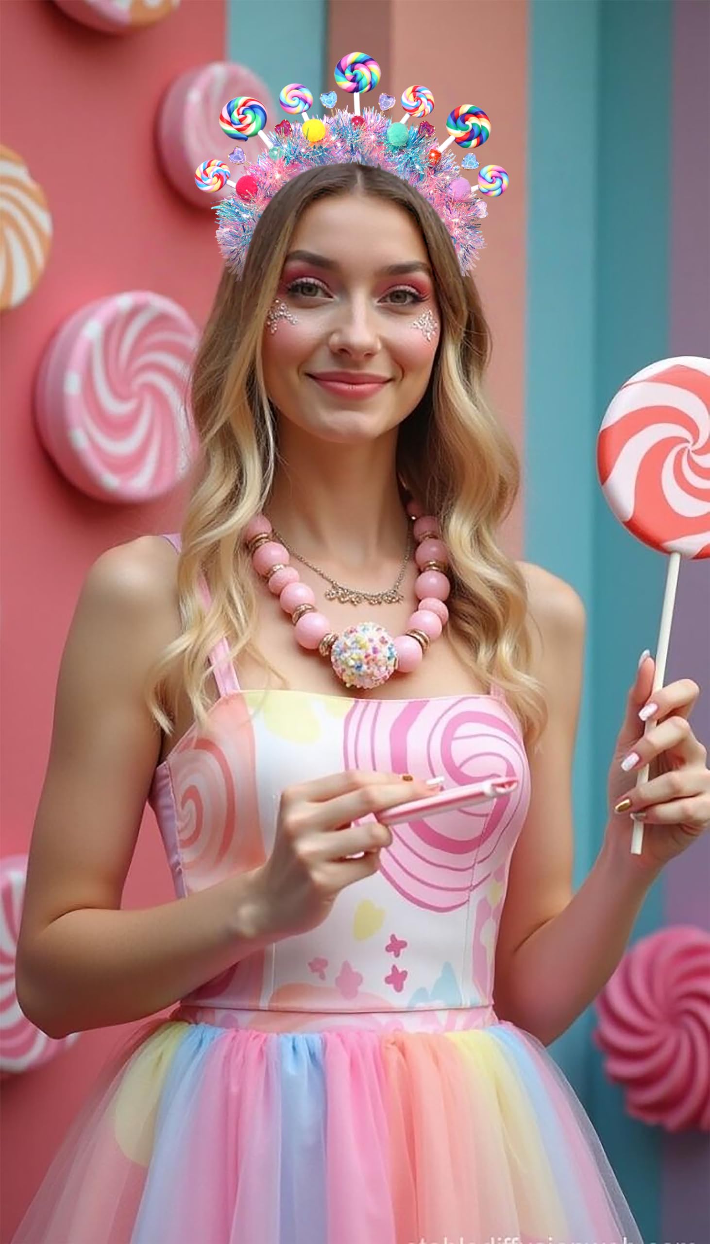 NVENF Candy Headband pom pom detail adds kawaii charm to costumes and photos