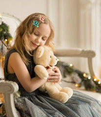 NVENF Christmas bow hair clip green complements holiday outfits and ponytails