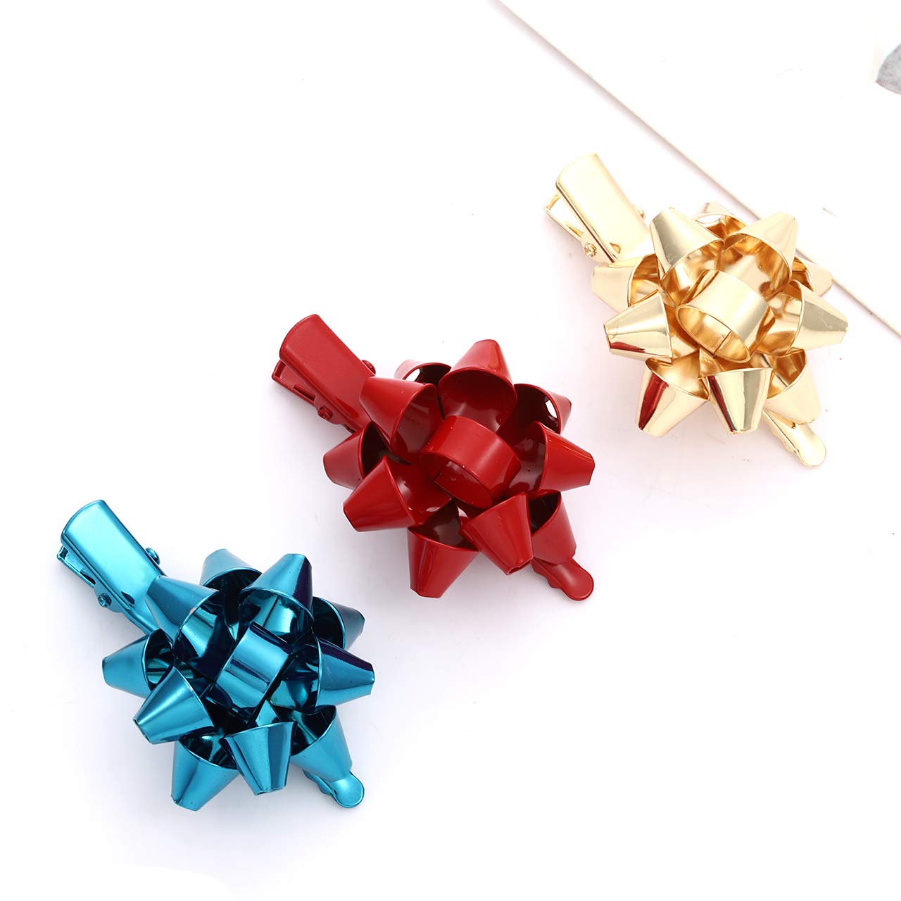 NVENF Christmas bow hair clip rose gold blends chic style for celebrations