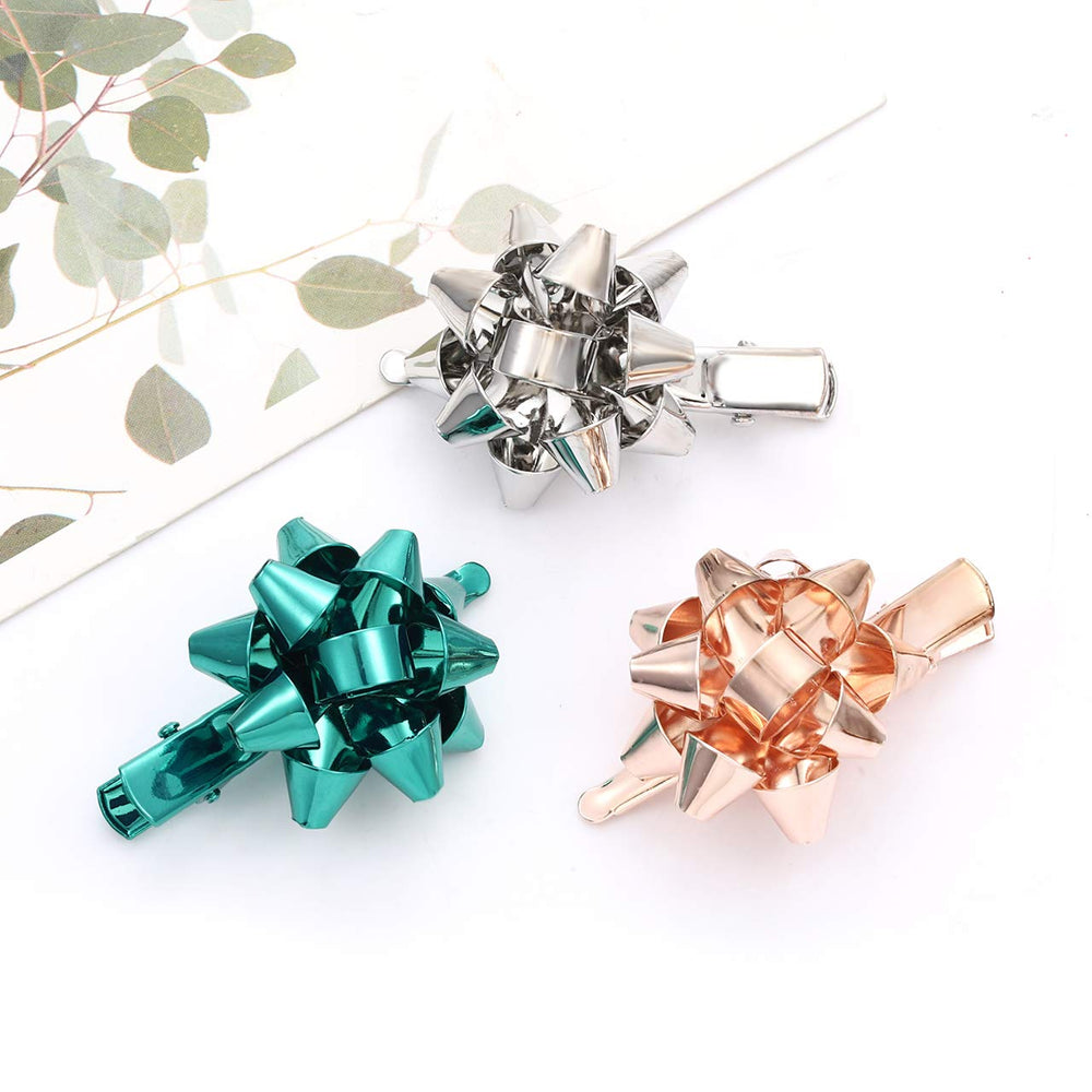 NVENF Christmas bow hair clip silver pairs with glam festive ensembles