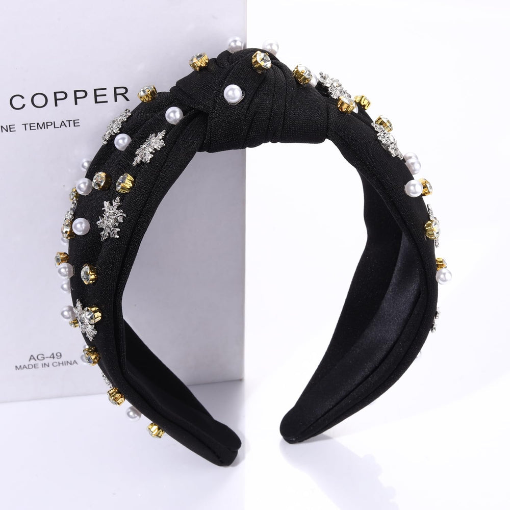 NVENF Frosty headband crystal details sparkle subtly at holiday gatherings.