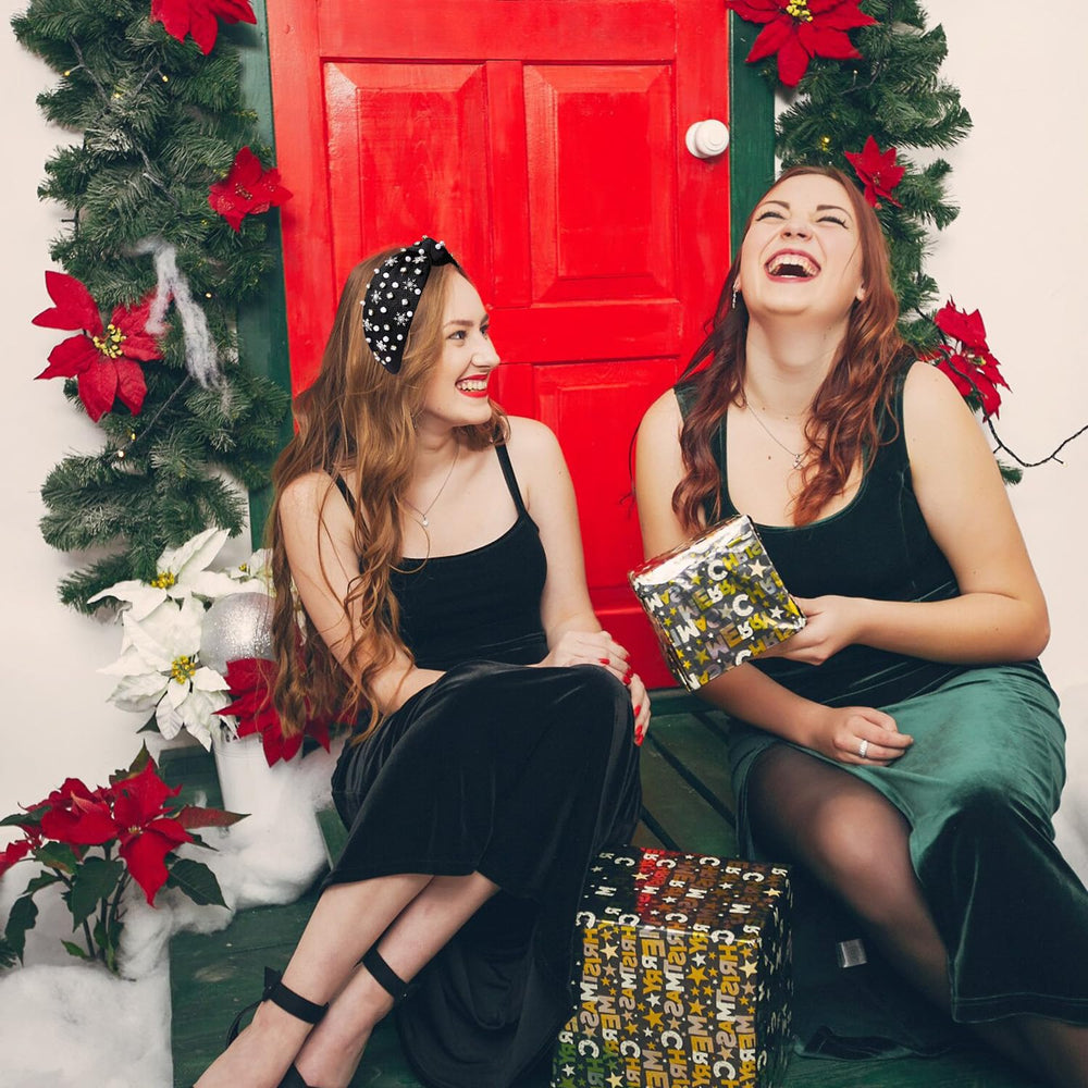 NVENF Christmas Headband Top Knot design adds chic dimension to hair.