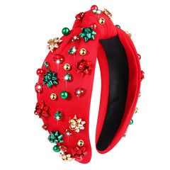 NVENF jeweled plaid headband with crystals and pearls for festive holiday looks