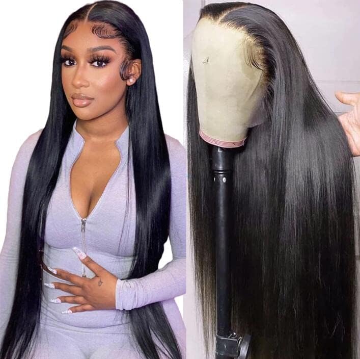 NVL straight lace front wig 22in closeup hairline for natural pre-plucked look.