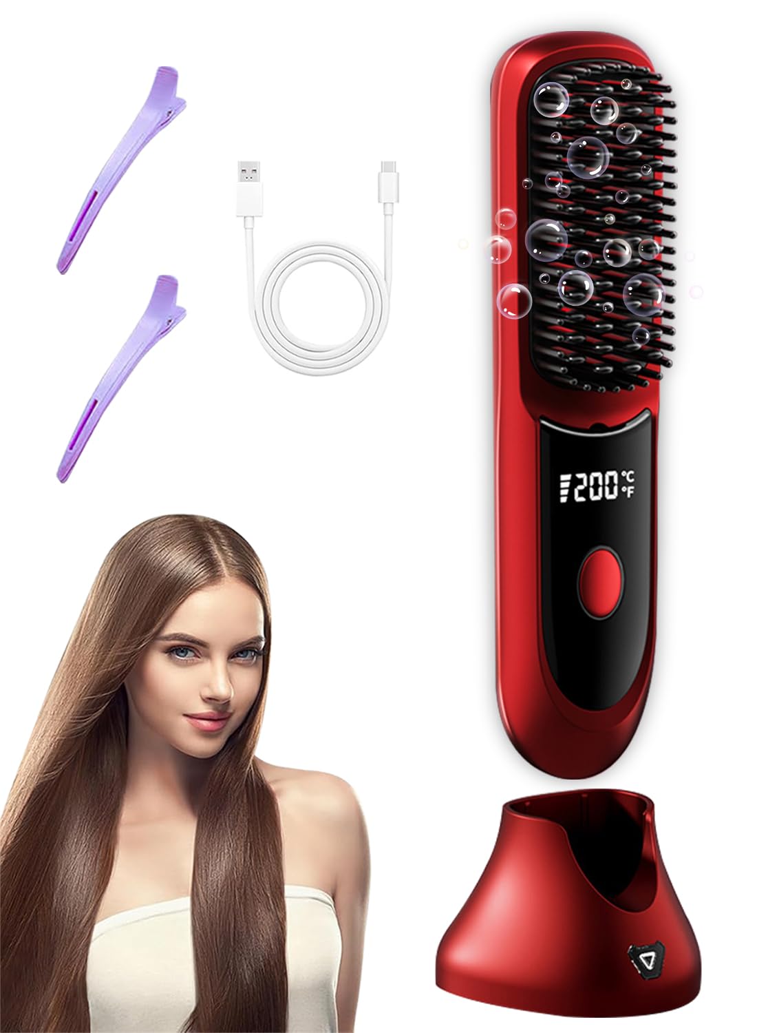 Nvnvske Go Brush Pro cordless-straightener enables on-the-go smoothing and frizz control.