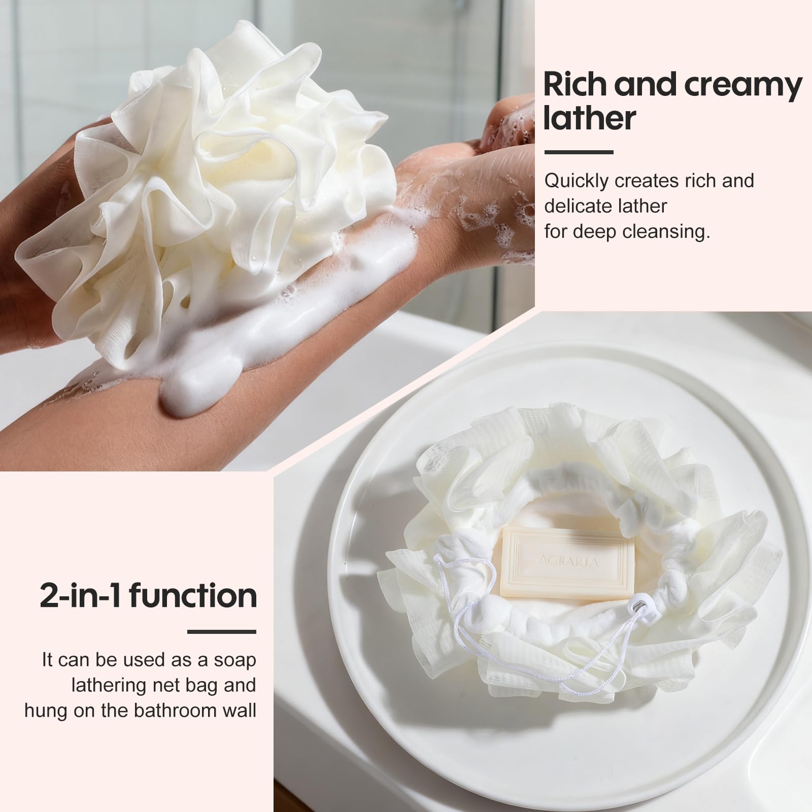 NVTED loofah washcloth 2-in-1 for gentle cleansing and exfoliation