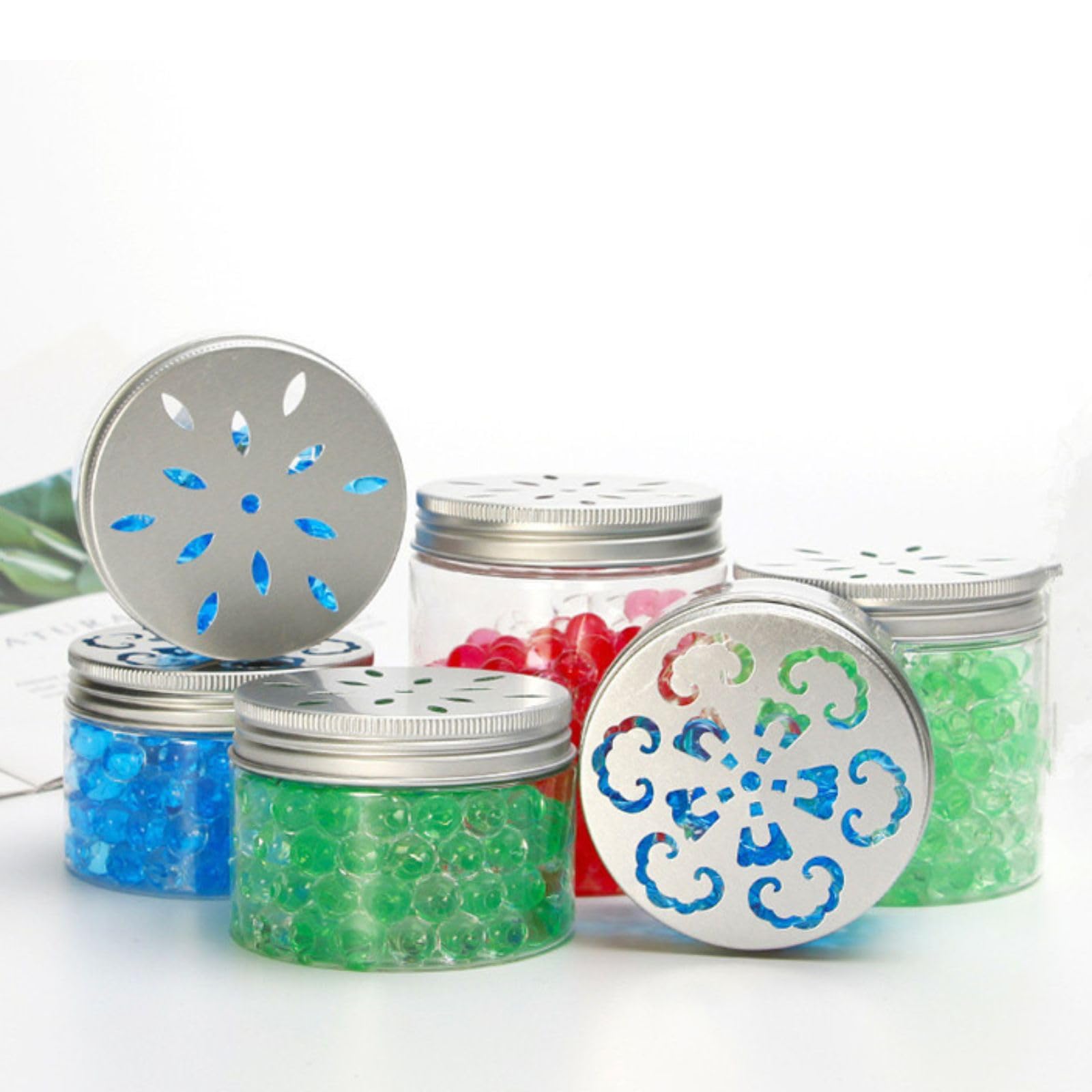 Nwsrayu versatile containers support aroma beads, baking soda, essential oils, or solid perfumes.