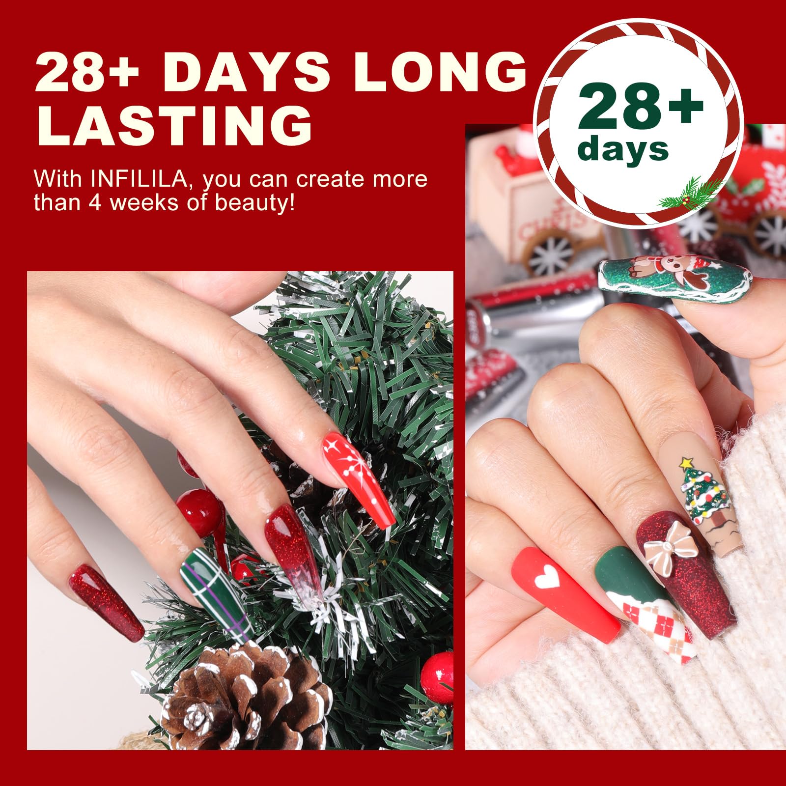 NXJ INFILILA Green gel polish for winter nails and durability.