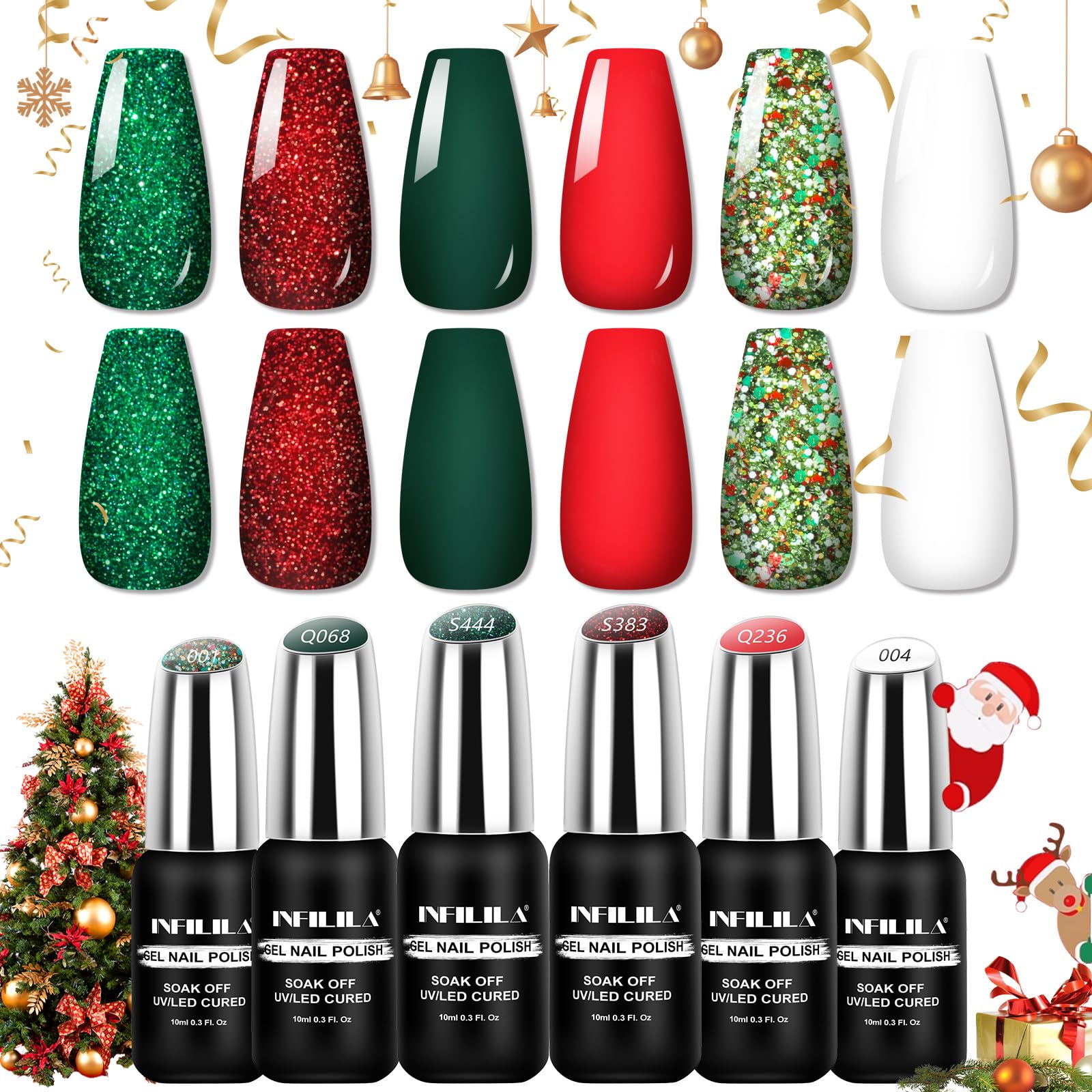 NXJ INFILILA Sparkle Green gel polish delivers long-lasting festive shine.
