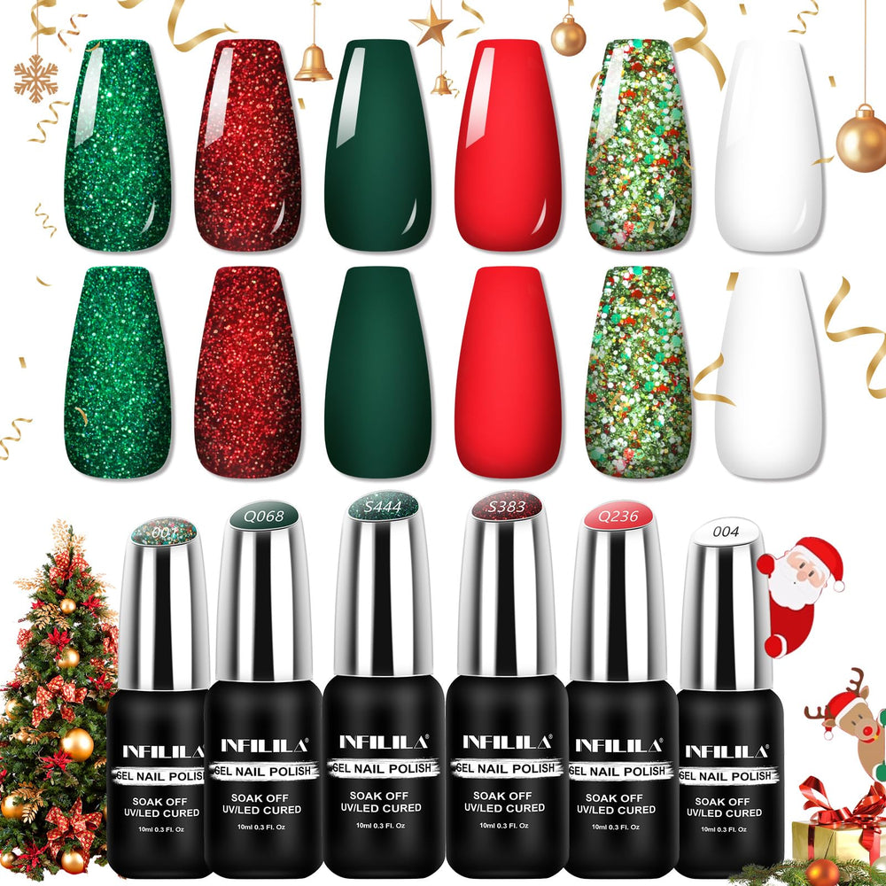 NXJ INFILILA Sparkle Green gel polish delivers long-lasting festive shine.