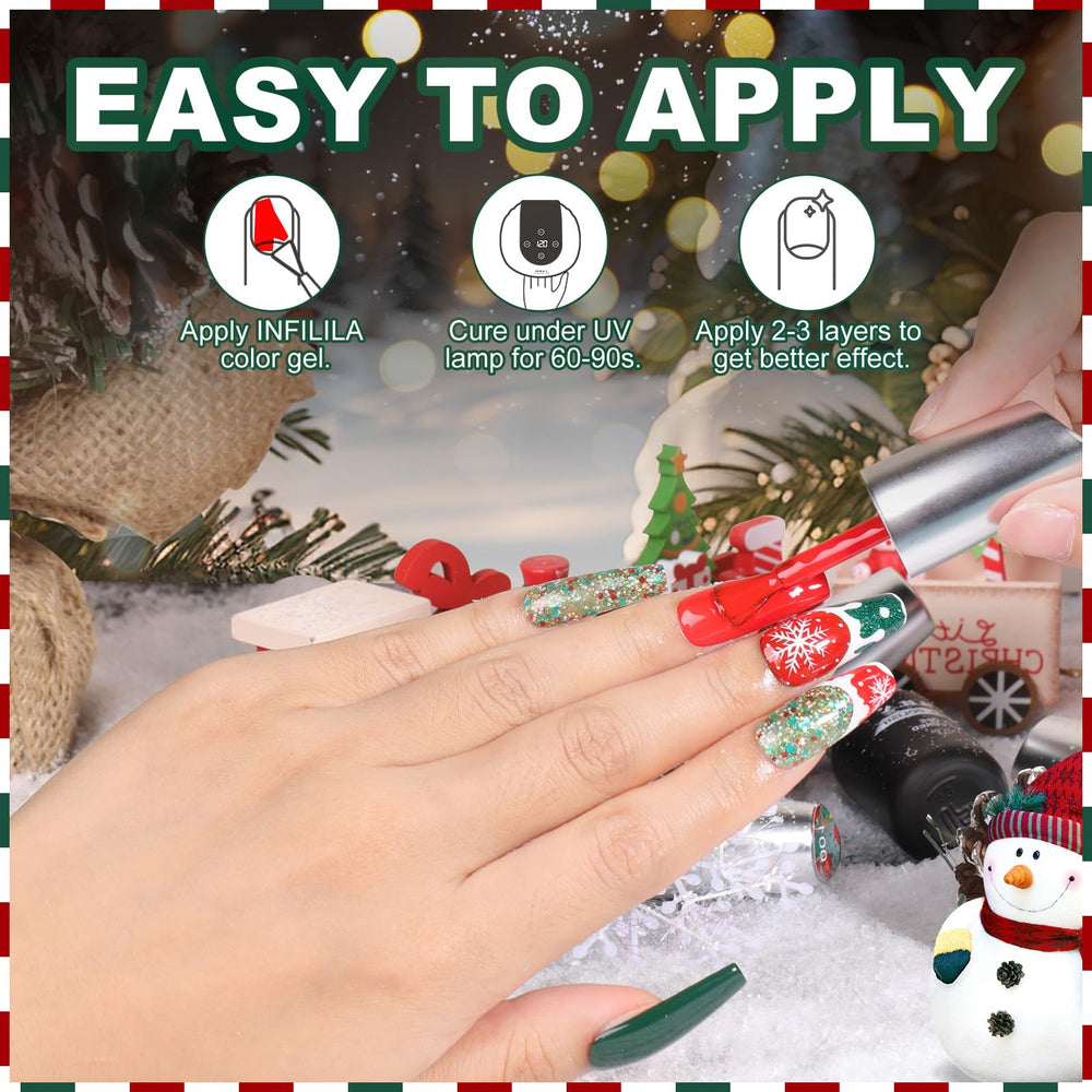 NXJ INFILILA White gel polish creates clean festive nails.