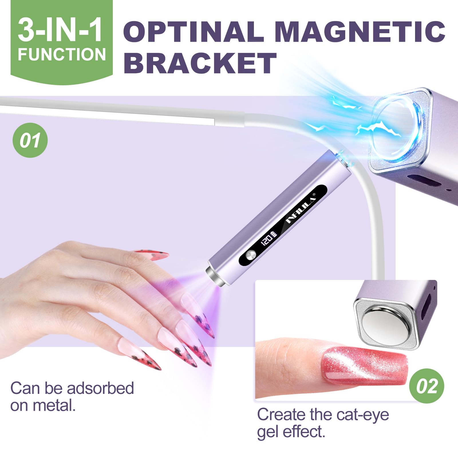 NXJ INFILILA 395nm fast-curing light for quick gel nail layers.
