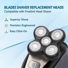 NXPPYY Freebird head shaver blade close-up in stainless steel highlighting precision cutting.