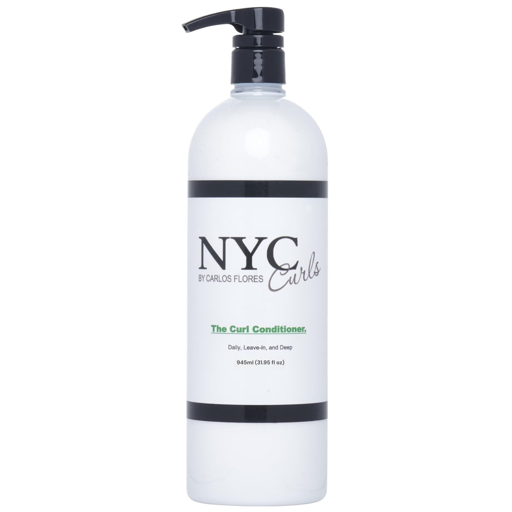 NYC Curls The Curl Conditioner bottle pour highlights three-in-one hydration for daily curls