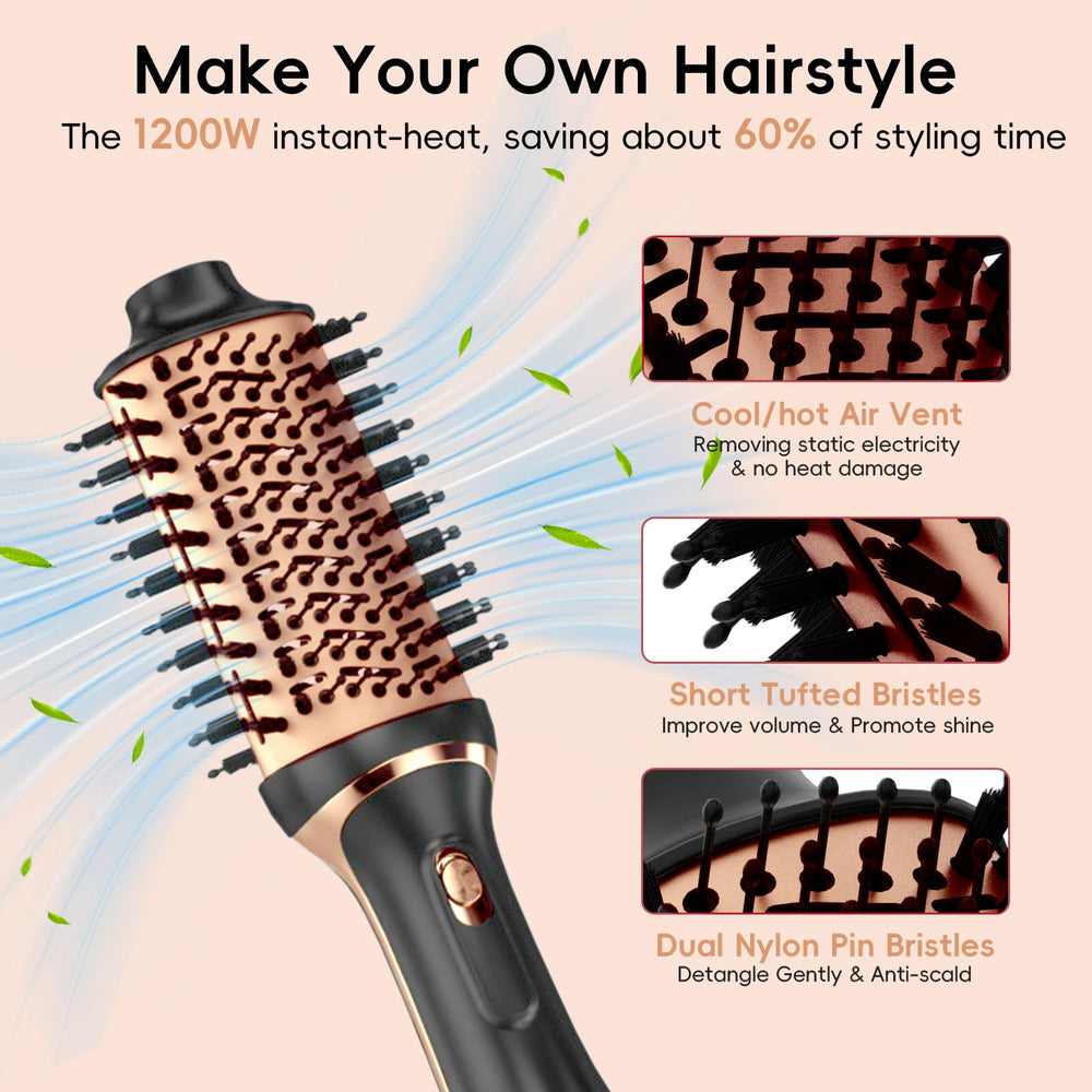Nycoba hair dryer brush sleek shiny finish enhances salon-like results at home.