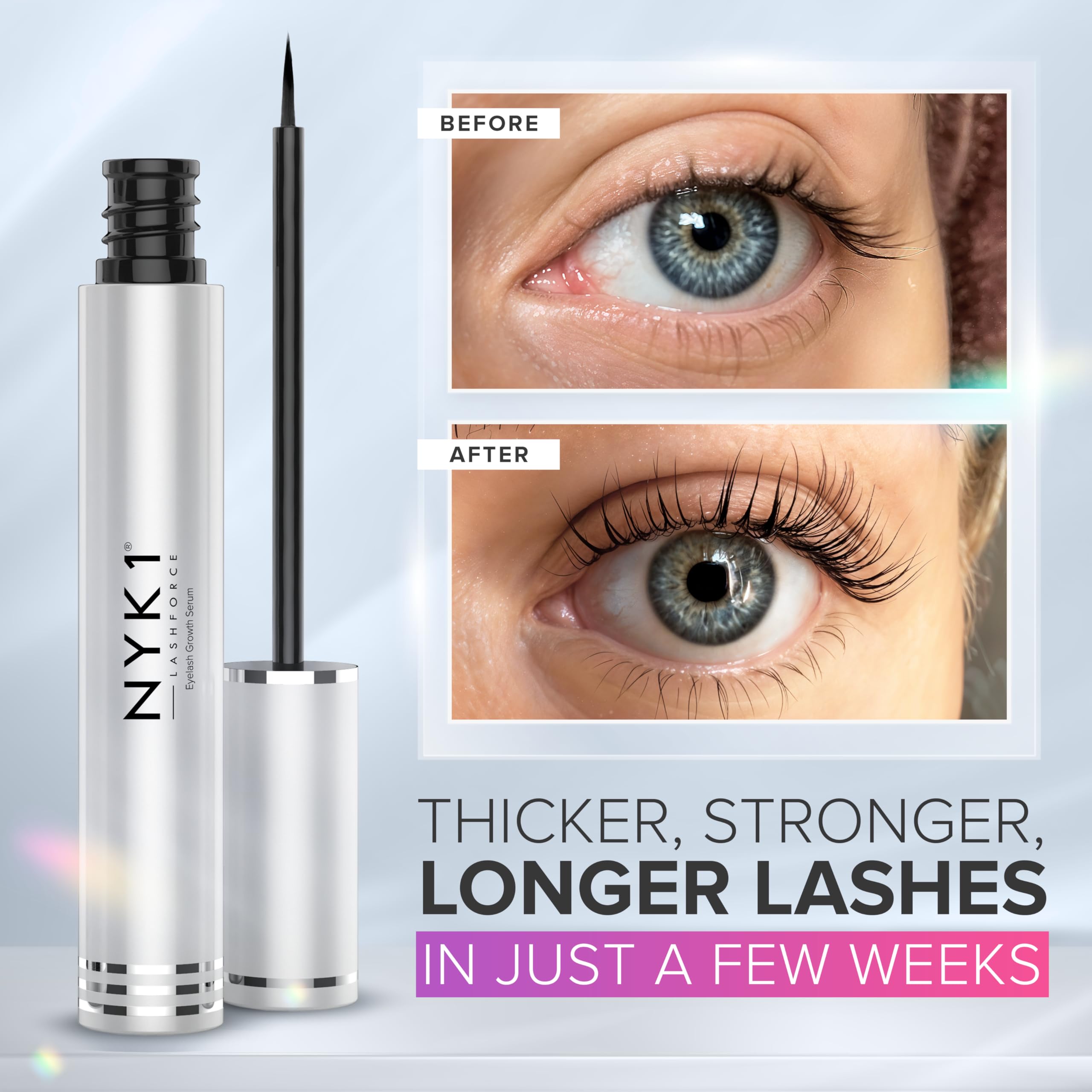 NYK1 LashForce applicator brush ready for precise morning and evening use