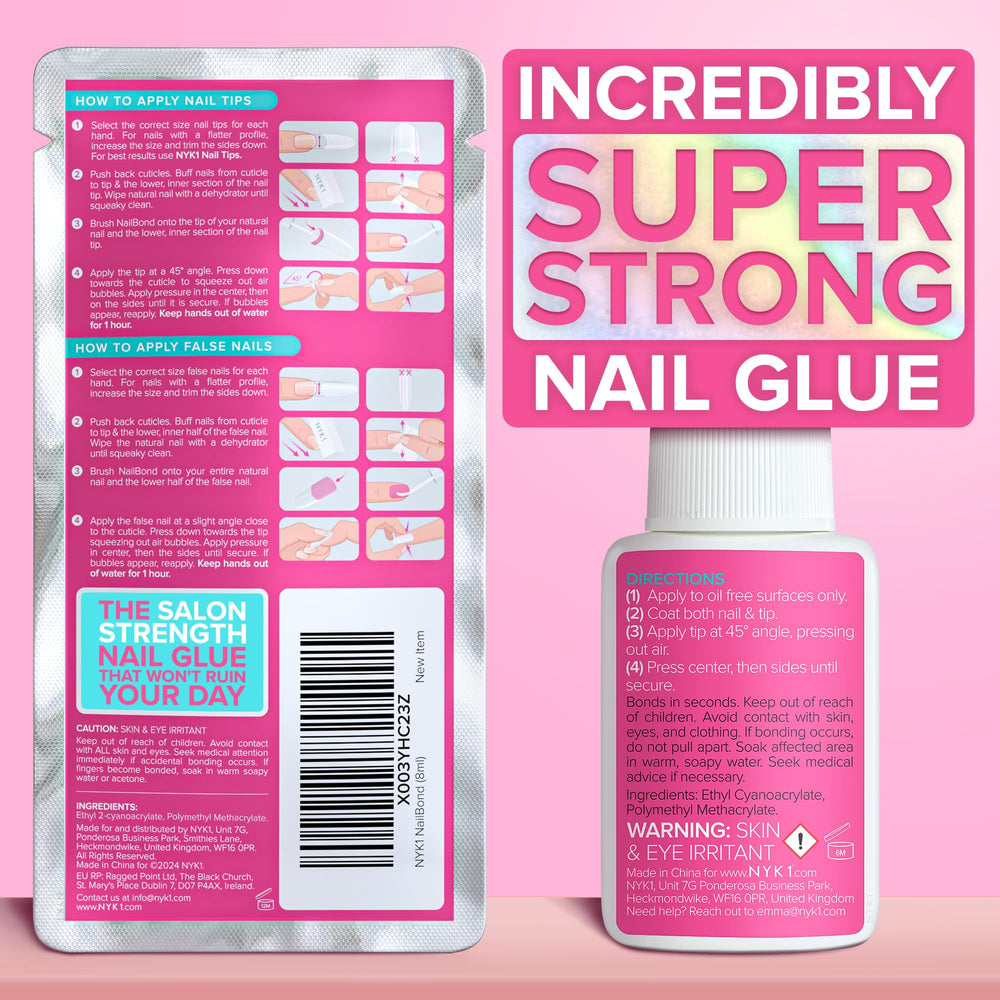 NYK1 NailBond nail tips adhesion closeup with seamless bond.